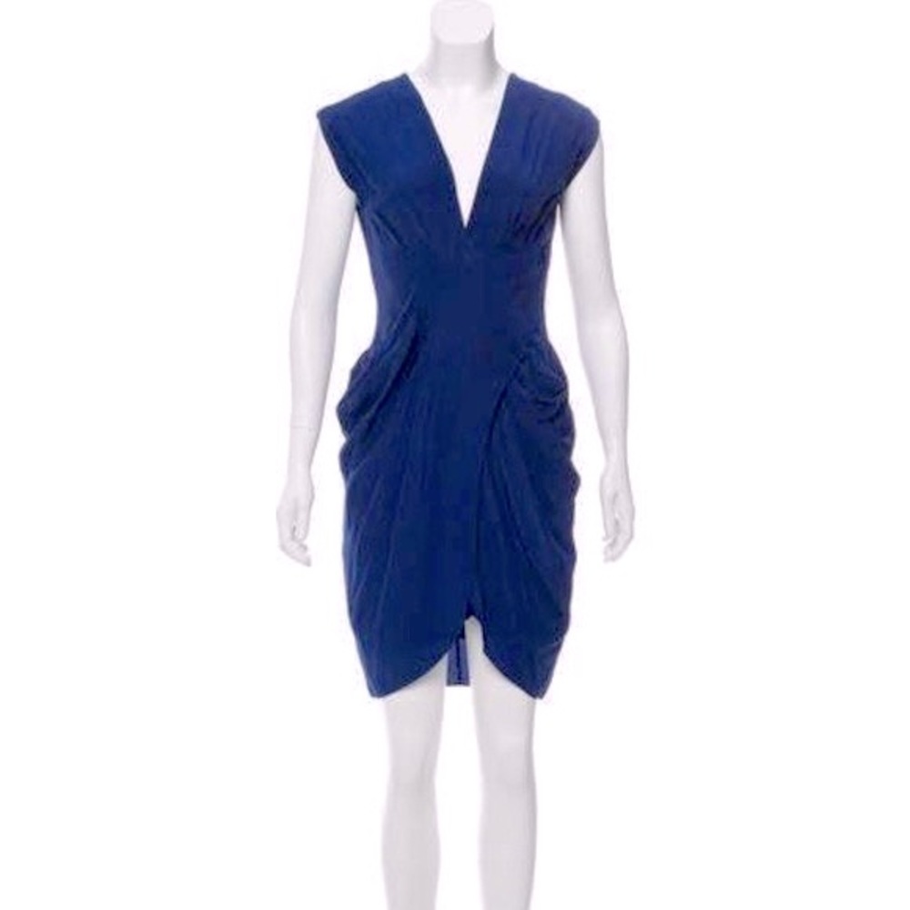 Miguelina draped blue silk dress size xs
